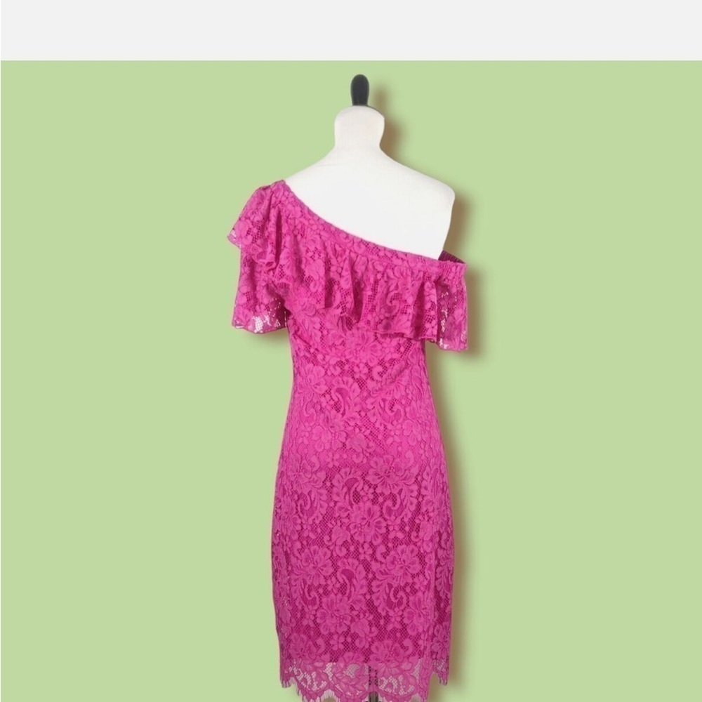 Trina Trina Turk Glorieta Off-the-Shoulder Lace Pink Dress Size 12 - Picture 3 of 8